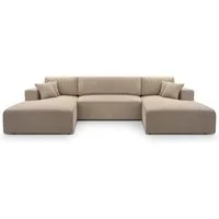 Beautysofa Ecksofa CORSO U mit Schlaffunktion und Bettkasten, Liegefläche 320×140 cm, großzügiges U-Sofa mit Delphin-Mechanismus und Cordstoff Poso