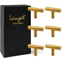 heimzeit Möbelgriff Möbelknopf Schrankknopf Edelstahl (Set, 6-St), für Schubladen, Türen und Kommoden, inkl. Schraube