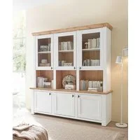 Home affaire Buffet Bristol, Bücherschrank im Landhausstil, moderner Hochschrank schwarze Metallgriffe, elegante Kranzoptik, ausreichend Stauraum