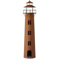 BOLTZE Kerzenlaterne Leuchtturm RUSTY rost braun Windlicht aus Metall H80cm Deko maritim -