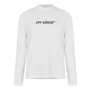 Off White - T-Shirt für Herren, Leicht, Langärmlig (Weiß)