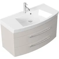 Magnolia Home Waschtisch Badmöbel Bella 100 mit runder Front SoftClose lackiert kaschmir matt