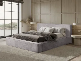 Polsterbett Doppelbett MODESTO Komplettset 140x200cm in Stoff Lincoln Grau