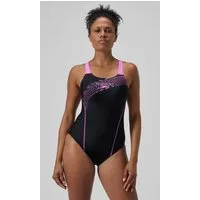 Speedo Badeanzug Speedo Medley Medalist Badeanzug Damen 8-1347415357 – Schwarz/Pink