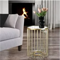 KEINerlei® Beistelltisch Beistelltisch Rund Metall Gold Glas Couchtisch Nachttisch