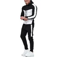 L.gonline Freizeitanzug Herren Jogging-ANZUG, mit Bündchen und Tunnelzug, Trainingsanzug (Kapuzenjacke mit Reißverschluss, Hose, 2-tlg), Fitness Freizeit Casual