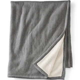 CashTouch Plaid mit Waffelmuster, Herren,  Grau, Polyester/Viskose/Polyester-Mischung, by Lands' End