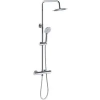 Aica Sanitär Duschsystem mit Thermostat Duscharmatur Regendusche Duschset Duschsäule Dusche, Set, Brauseschlauch mit Verdrehschutz
