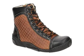 Eject 20237.001 ICE Damen Stiefeletten Schwarz Camel Echtleder Gummisohle