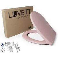 LUVETT WC-Sitz C100 mit Absenkautomatik, Duroplast sanitär, Universelle O-Form (Komplett-Set, Inklusive 3 Befestigungsarten), mit Original SoftClose® Absenkautomatik, Duroplast