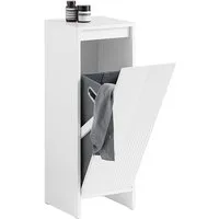 SoBuy Wäscheschrank BZR154, Badschrank Badezimmerschrank schmal, Badkommode mit ausklappbarem Wäschesack Wäschesammler Wäschekorb