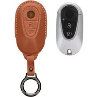 kwmobile Schlüsseltasche Hülle für Mercedes Benz 3-Tasten Smart Autoschlüssel (1-tlg), Premium Leder Autoschlüssel Schlüssel Tasche