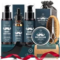 Oukzon Pflege-Geschenkset Geburtstagsgeschenk Bartpflege Set für Männer Komplett 10 in 1 Kit