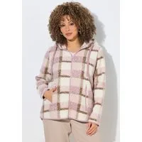 Ulla Popken Sweatjacke Teddyjacke Karomuster Kapuze Langarm