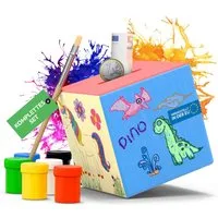 Eli Spardose Kinder aus Holz zum bemalen inkl. 6 Farben und Pinsel - Sparschwein -, (Holzspardose zum Sparen, 8-tlg., Kierfernholz), Geschenkidee für Kinder und Erwachsene