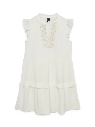 VERO MODA - VMDICTHE EMB SHORT DRESS WVN GA Snow White - Gr. - M