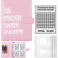 BlingBin Ringbuchmappe A5 Haushaltsplaner Mit Umschlägen, Budget Binder (1er Set, 1-St., mit Bargeldumschläge und 100-Tage-Challenge-Karte), Sparbuch Binder Easy Money Budgeting, Cash Binder mit Umschlag