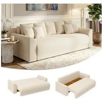 HOMCOM Schlafsofa 190x150cm 3-Sitzer Sofa mit Schlaffunktion,Stauraum,Schlafcouch, Bettsofa 1 Teile, mit Breiter und Tiefer Sitzfläche, 9 Kissen, Cord-Optik