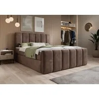 thematys Boxbett mit Bettkasten 140x200–200x200 cm – Velours oder Bouclé Bezug – (Polsterbett Bonnellfederkern Matratze H3 + Gratis 3cm Topper, Boxbett - Luxus Doppelbett mit Stauraum)