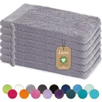 Lavea Waschhandschuh Bali Waschlappen 16x22 cm, Waschhandschuhe, kleine Handtücher, Weiches Bio-Baumwollfrottee (Set, 6-St), Gesichtshandtücher, GOTS-zertifiziert, extra saugstark mit 500g/m²