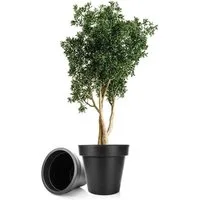 BigDean Blumentopf 2x Pflanzkübel XXL ø 60 cm anthrazit wetterfester Blumenkübel (Set, 2 St., Pflanzkästen), Pflanzkübel, Blumentopf, Indoor & Outdoor geeignet, Wetterfest