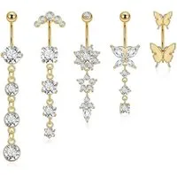 LuxusKollektion Bauchnabelpiercing-Set Bauchnabelpiercing Chirurgenstahl Zirkonia hängend style4 gold 5pcs