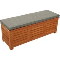 DEGAMO Kissenbox MONZA (1 St), 128x42x43,5cm, Eukalyptus Holz, mit Sitzpolster grau