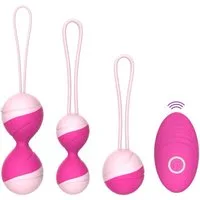 denu-shop Beckenbodentrainer Beckenboden 3er Set Beckenbodenkugel Damen Silikon, Set, 3-tlg., 2 Beckenbodenkugel und 1 Beckenbodenkugel mit Vibration, Kräftigung der Becken- und Unterleibsmuskulatur