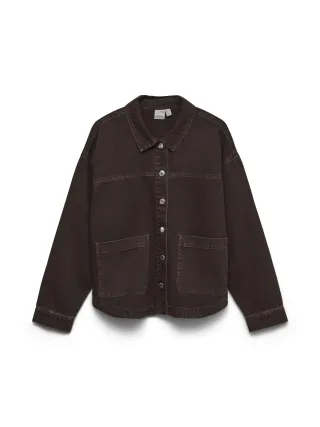 VERO MODA - VMJAMIE LS DENIM SHACKET MIX GA NOOS Chocolate Torte - Gr. - S