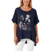 dy_mode Kurzarmshirt Damen Oversize Tunika Sommer Bluse mit Glitzer Shirtbluse Fledermausärmeln, Oversize, mit Glitzer-Steinchen