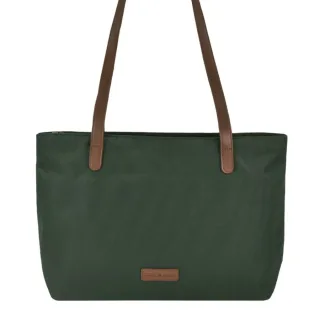 Shopper mit langen Tragegriffen aus Nylon in grün Serie Diana | Greenburry. Geräumige Handtasche für Damen ideal für den täglichen Bedarf unterwegs.