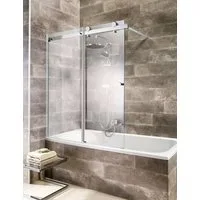 welltime Badewannenaufsatz Mauritius, Einscheibensicherheitsglas, (1 tlg), Duschwand mit Schiebetür, Spritzschutzwand für Badewannen