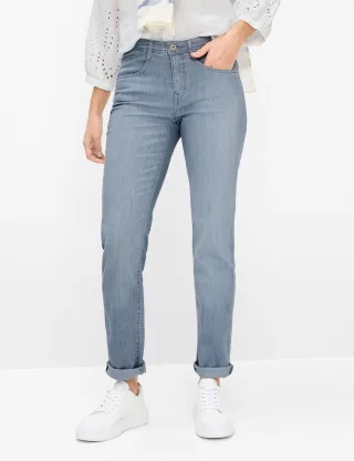 Brax Damen Five-Pocket-Hose Style MARY USED LIGHT GREY, denim hellgrau, Gr. 44K