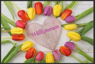 Fussmatte Willkommen Tulpen 4152 | Größe: 60 cm x 45 cm