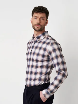 DESOTO - Casual BD 1/1 sand check flannel - Gr. - L