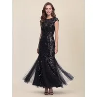 Apart Abendkleid mit Paillettenstickerei und Tüll-Godets