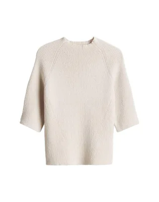 someday - Kurzarm-Strickpullover - Tamilla beige - Gr. - 36