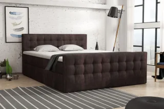 Boxspringbett Schlafzimmerbett ANKER 140x200cm in Stoff Preston Dunkelbraun