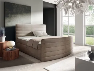 Boxspringbett Schlafzimmerbett AMBRA 180x200cm Stoff Elisa Velvet Cappuccino