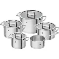 Zwilling Topf-Set VITALITY, 5-teilig, mit Glasdeckeln, Schüttrand, Edelstahl 18/10, Silikondichtung, induktionsgeeignet