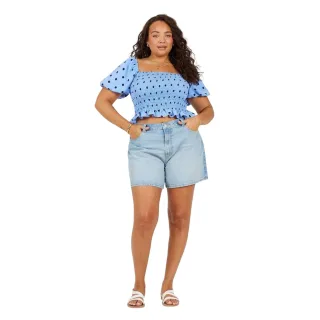 Brave Soul - Bluse für Damen, Puffärmel (Blau/Marine)