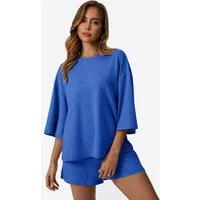 Imily Bela Hausanzug Damen Zweiteiliges Loungewear (Set, 2 tlg., Oversized-Top+Shorts) mit Baumwolle