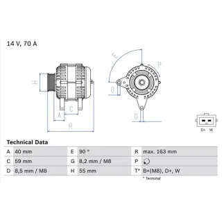 Bosch Lichtmaschine Audi Seat Skoda VW 0986038390
