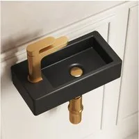 DeerValley Waschbecken klein DeerValley Mini Wandwaschbecken für kleine Bäder (Packung, ohne Wasserhähne und Abfluss), Keramik ideal für kleine Bäder ohne Wasserhähne und Abfluss