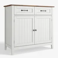 Blishom Buffet Sideboard Küchenschrank mit 2 Schubladen, 90 x 40 x 82 cm Die Einlegeböden sind verstellbar
