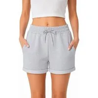 Smith & Solo Sweatshorts Kurze Hose Damen Shorts (1-tlg) Basic, Lycra, umschlagene Beinsaum