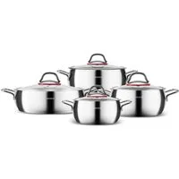 Karaca Topf-Set Karaca Emirgan 8-tlg Induktion Topfset Edelstahl Silber, (8-tlg)