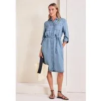 STREET ONE Jeanskleid seitliche Schlitze, washed Look