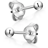 Materia Paar Ohrstecker Damen Silber Kugel Rund 3-6mm SO-434, 925 Sterling Silber, rhodiniert