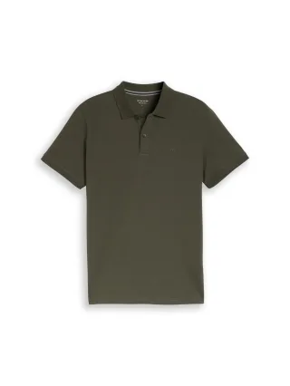 Tom Tailor - Piqué Poloshirt mit Logo-Stickerei deep leaf green - Gr. - XL